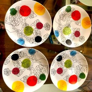 😍 ANTHROPOLOGIE TREY SPEEGLE ‘PAINT BY NUMBERS’ SET OF 4 SALAD/DESERT PLATES!🌟